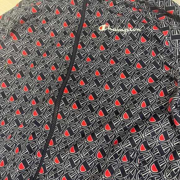 Champion Authentic Women's Track Suit Navy and Red C-Logo All Over Pattern Sz XL - Picture 3 of 12